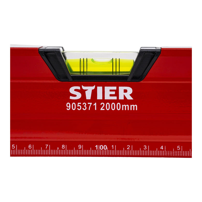 STIER Premium Wasserwaage mit Magnet und drei Libellen 40 bis 200 cm