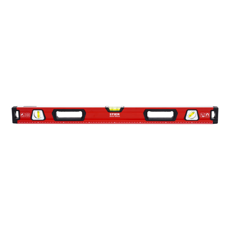 STIER Premium Wasserwaage mit Magnet und drei Libellen 40 bis 200 cm