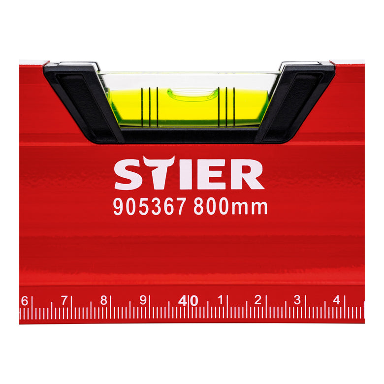 STIER Premium Wasserwaage mit Magnet und drei Libellen 40 bis 200 cm