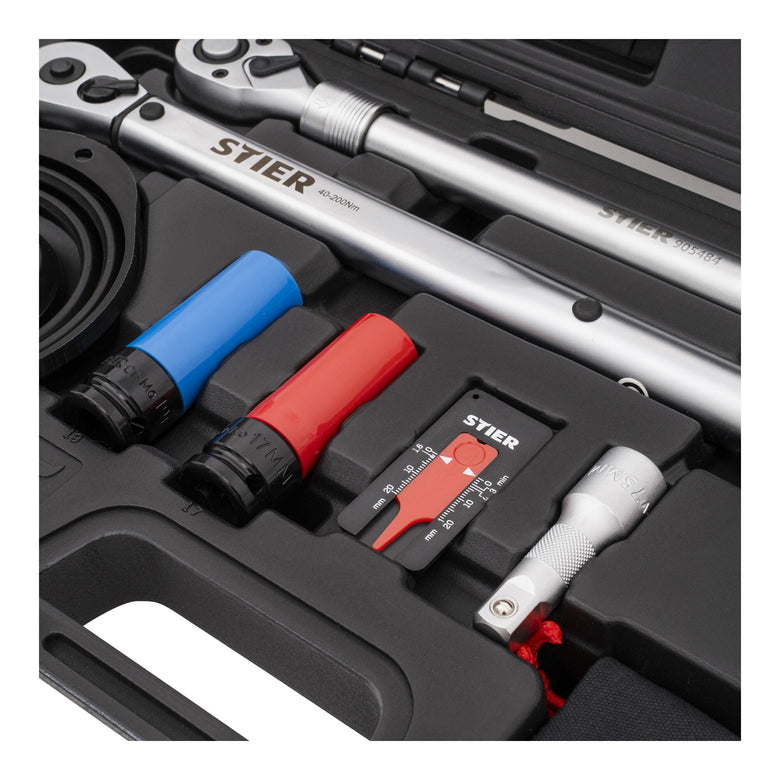 STIER Rad Montage Set 1/2'' Reifenwechsel Set 11 teilig mit Drehmomentschlüssel