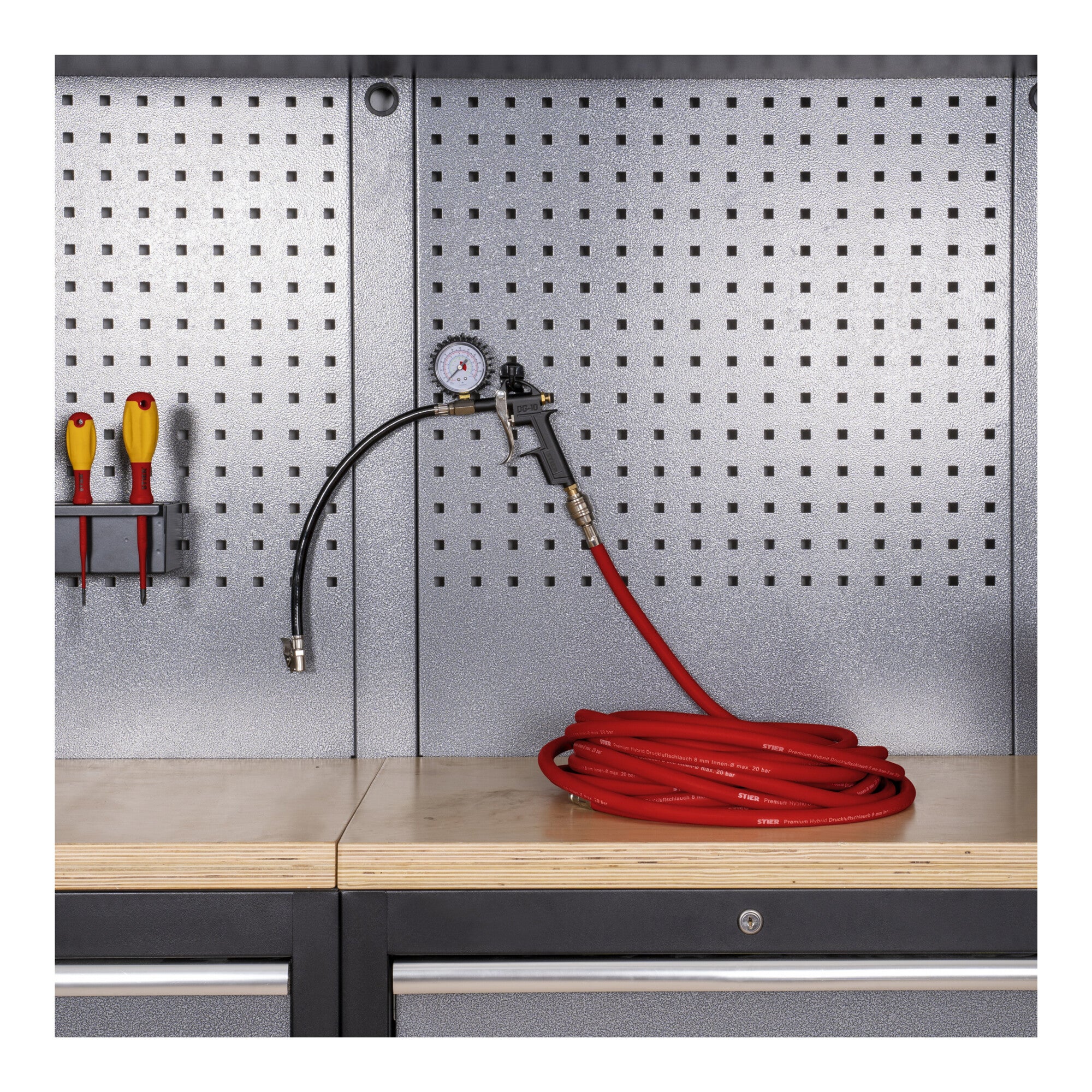 STIER Reifenfüll-Messgerät SRF Messbereich 0 bis 15 bar Druckluft-Reifenprüfer