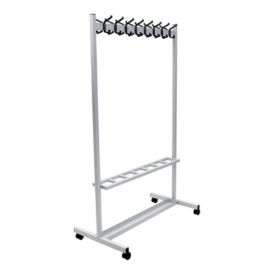 STIER coat rack powder-coated 16 hooks flexible with castors for