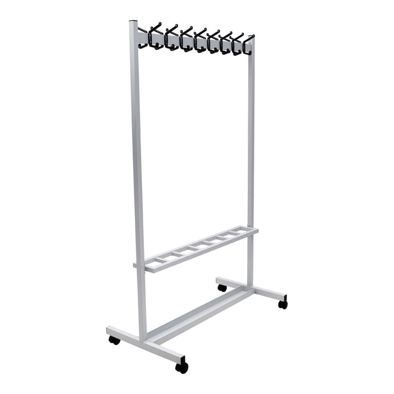 STIER coat rack powder-coated 16 hooks flexible with castors for