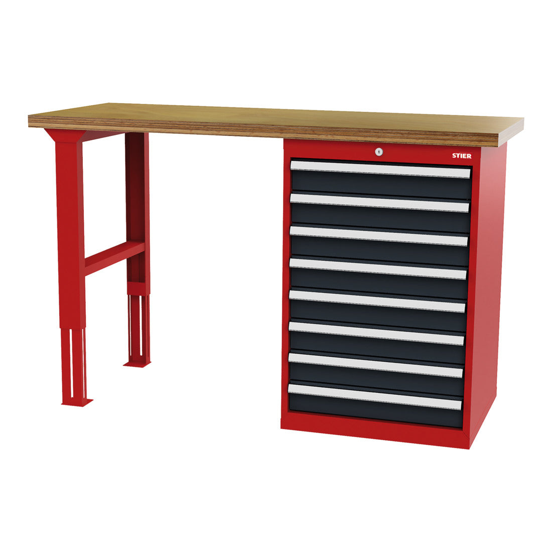 STIER modular workbench WxDxH 1500x600x960 mm with 1 cabinet housing of width 600