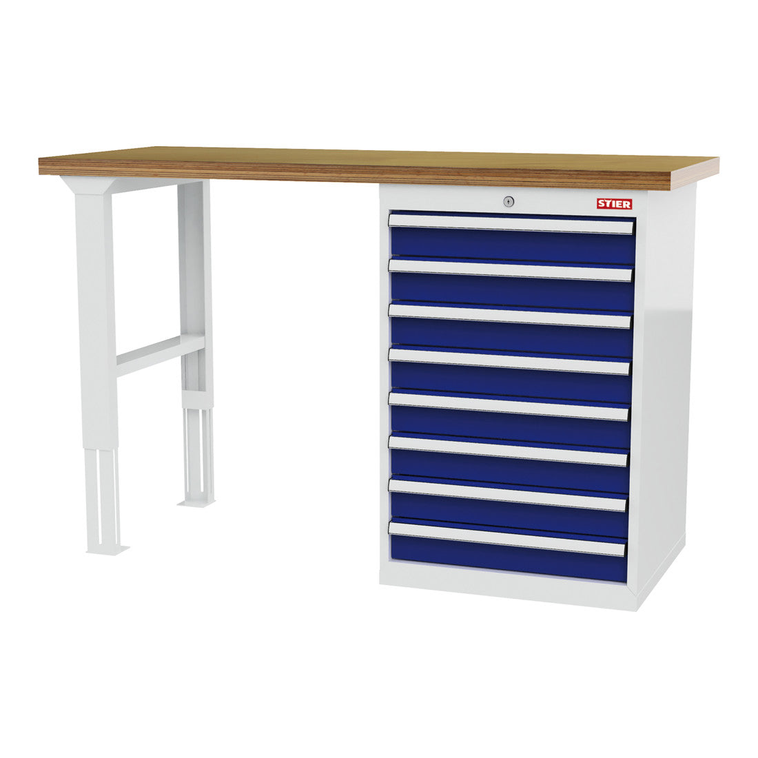 STIER modular workbench WxDxH 1500x600x960 mm with 1 cabinet housing of width 600