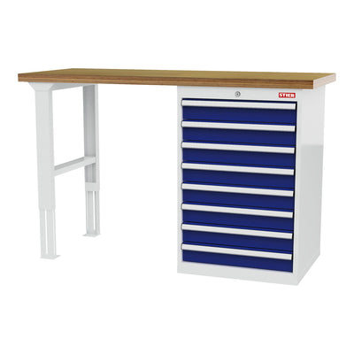 STIER modular workbench WxDxH 1500x600x960 mm with 1 cabinet housing of width 600