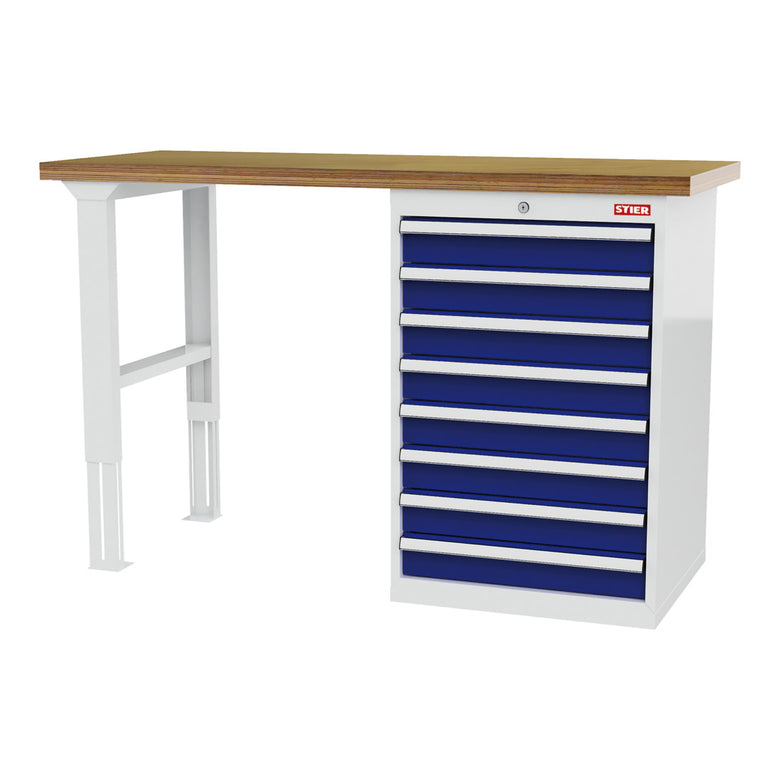 STIER modular workbench WxDxH 1500x600x960 mm with 1 cabinet housing of width 600