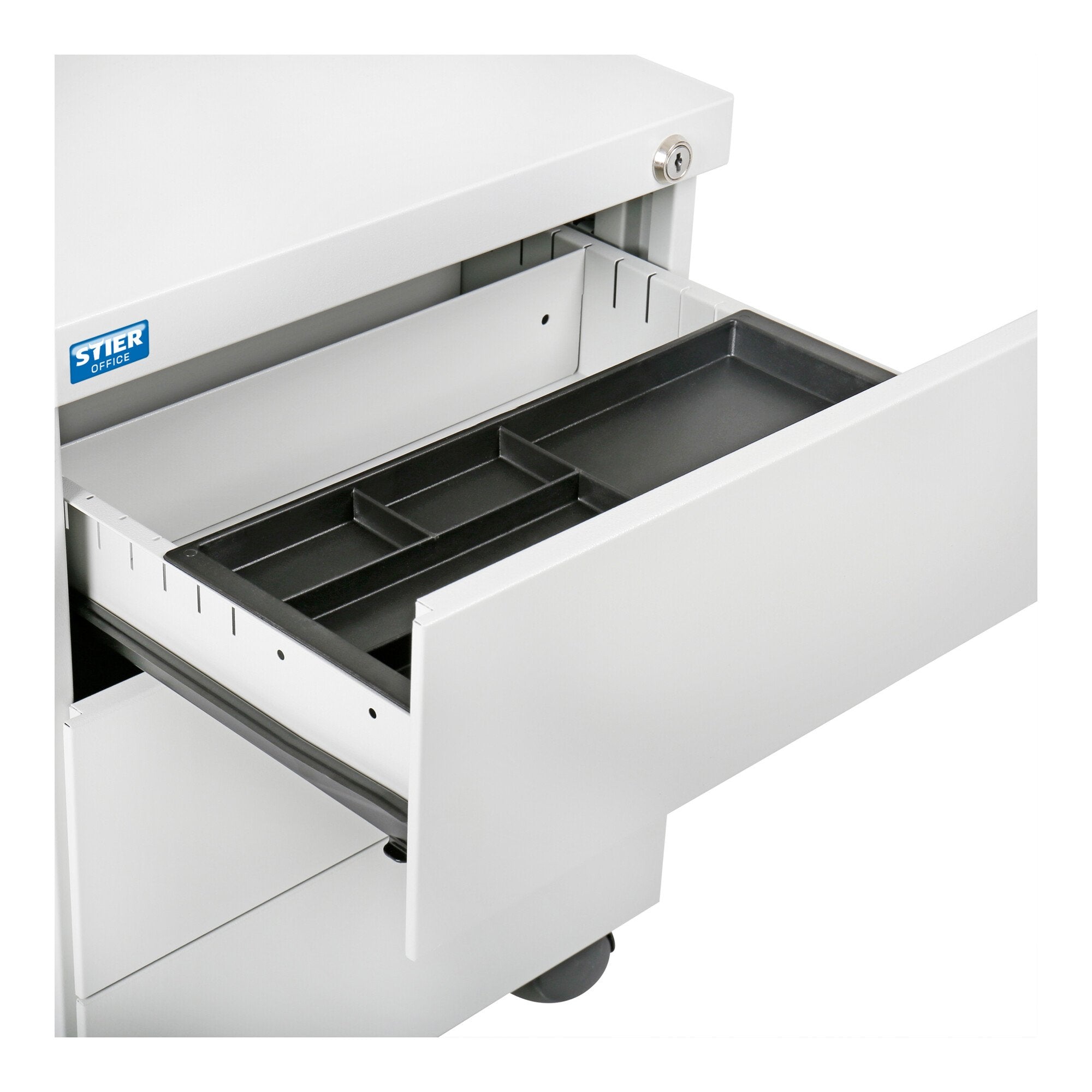 STIER Rollcontainer 3 Schubladen Abmessungen 550x390x790mm Farbe Lichtgrau (RAL
