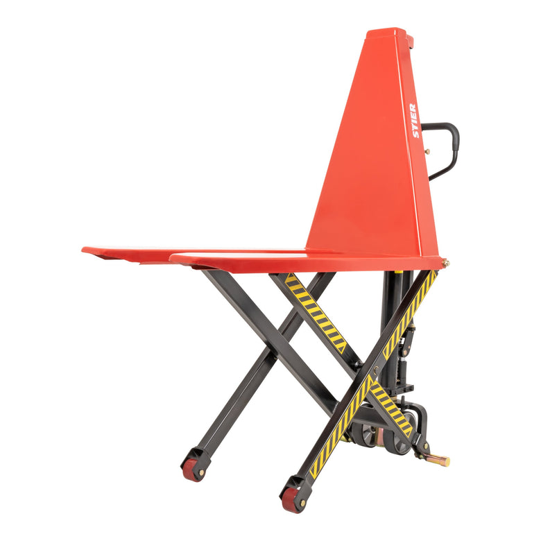 STIER scissor lift truck 1000kg load capacity 800mm lifting height Quicklift high lift truck