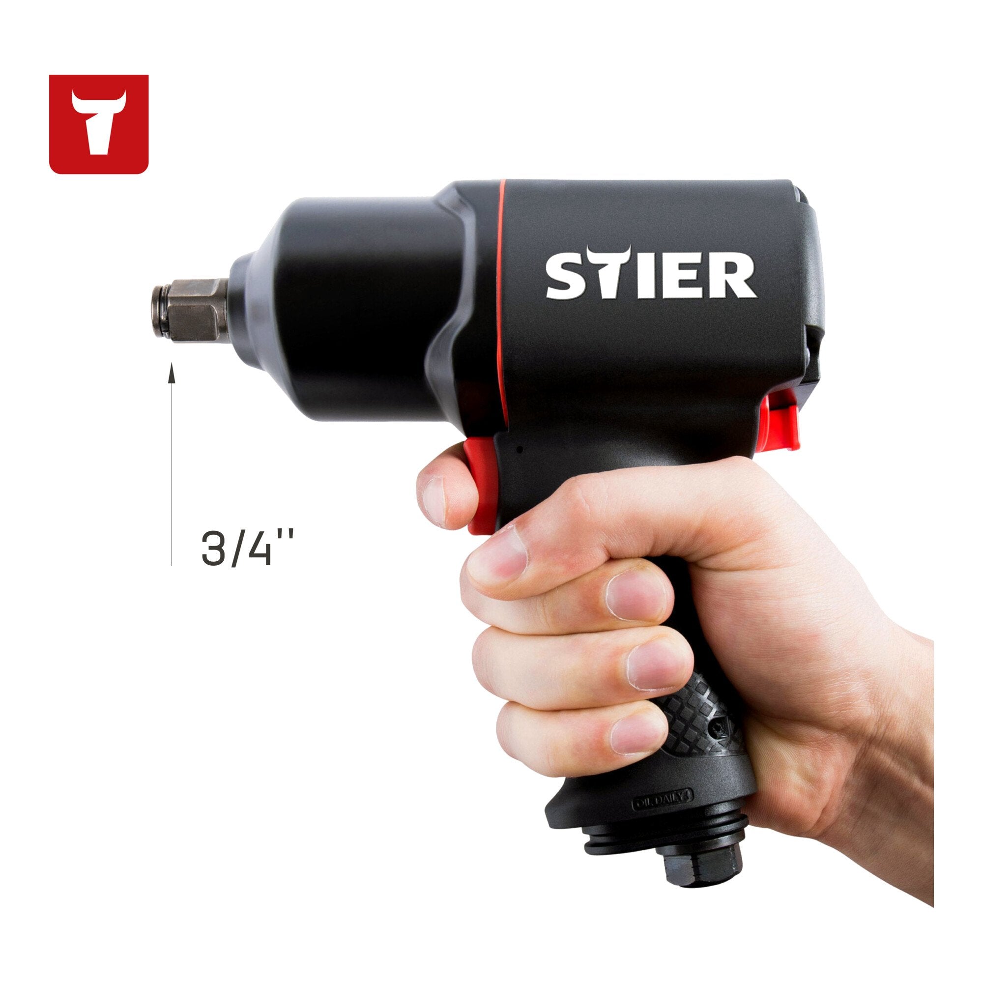 STIER Druckluft Schlagschrauber 23-TR 3/4 Zoll Doppelhammer-Schlagwerk 1.756 Nm