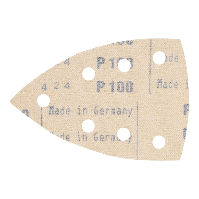 STIER Universal Delta Sanding Sheets | 100 x 150 | P60 | 50 pcs. | 7-hole | Corundum | Latex-containing, sturdy D-paper