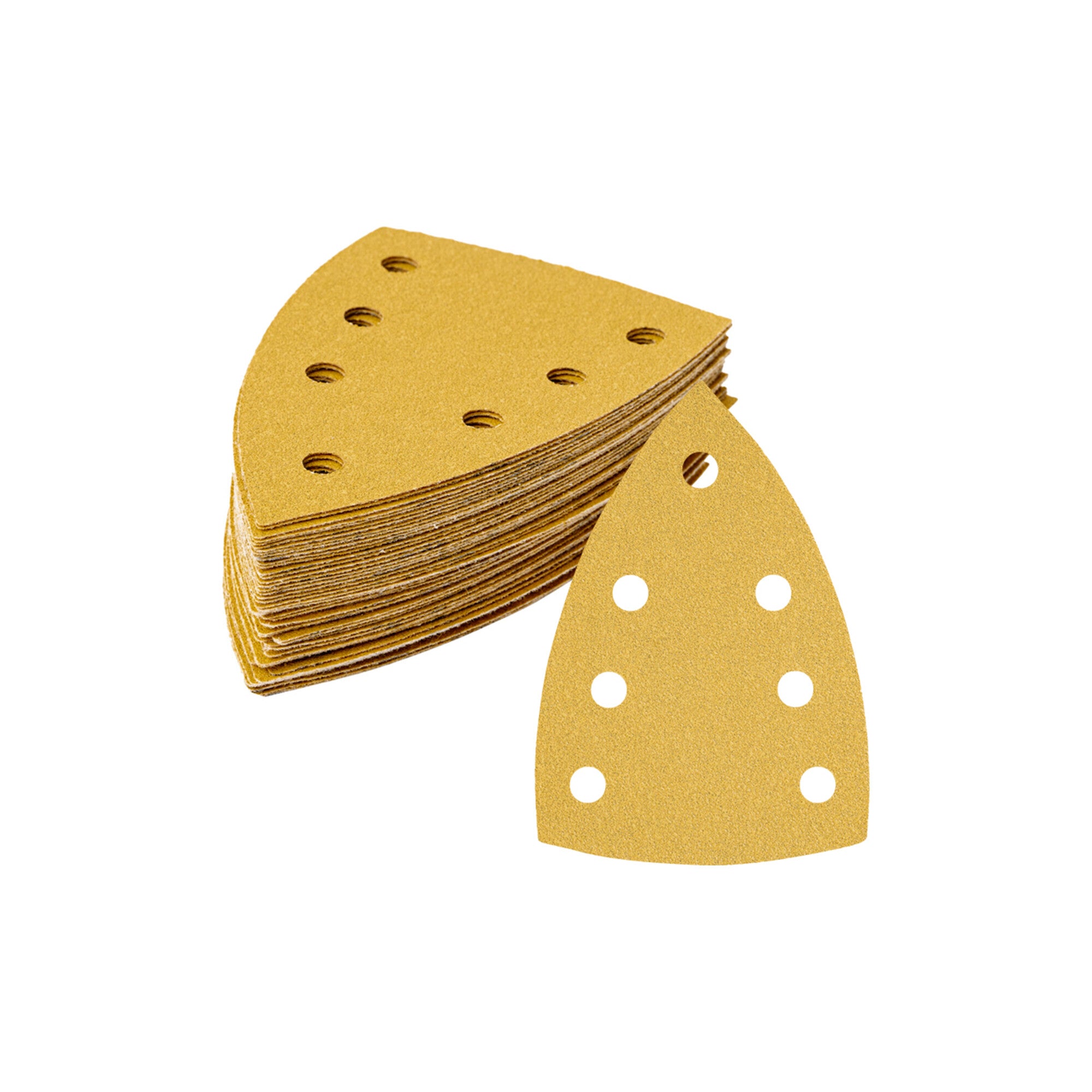 STIER Universal Delta Sanding Sheets | 100 x 150 | P60 | 50 pcs. | 7-hole | Corundum | Latex-containing, sturdy D-paper