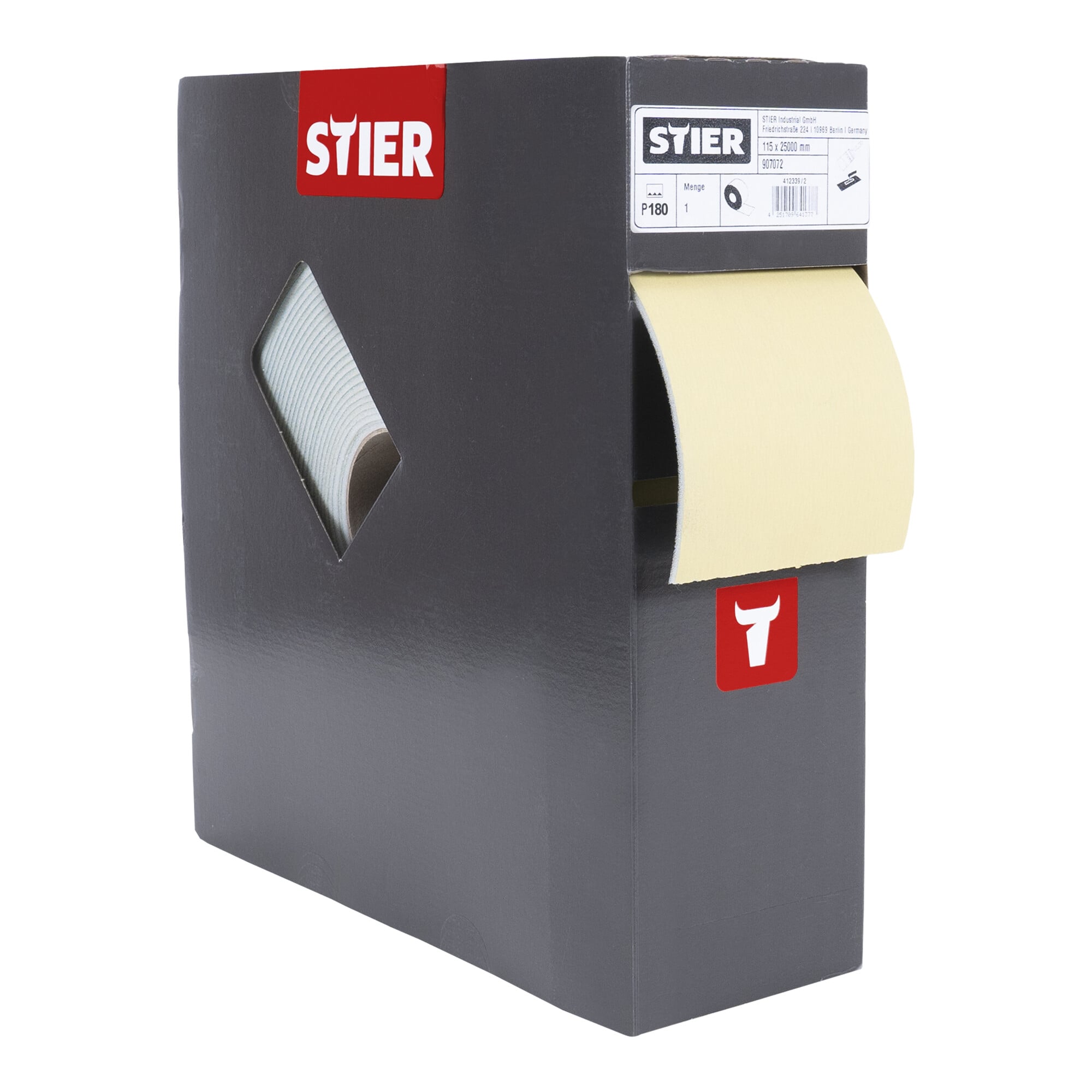 STIER sandpaper on foam backing P180 115x92mm Roll length: 25m Profile
