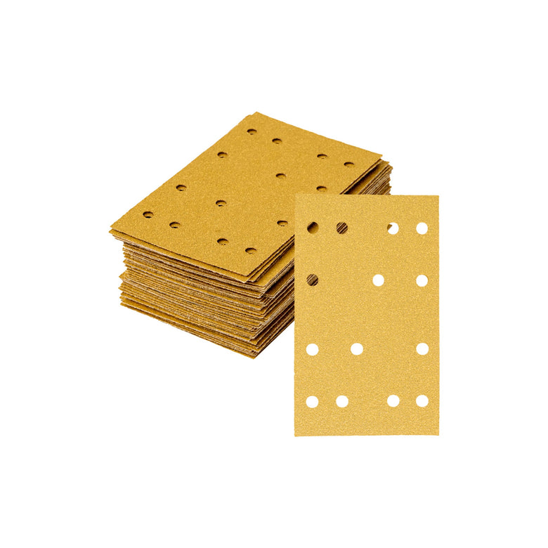 STIER Schleifstreifen Universal 80 x 133 | P120 | 50 Stk. | 14-Loch | Korund | Latexhaltiges stabiles D-Papier