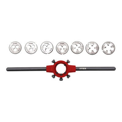 STIER Schneideisen-Satz HSS 25x9 M3-M12 8-tlg. Außengewindeschneider in stabiler