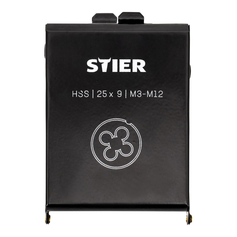 STIER Schneideisen-Satz HSS 25x9 M3-M12 8-tlg. Außengewindeschneider in stabiler
