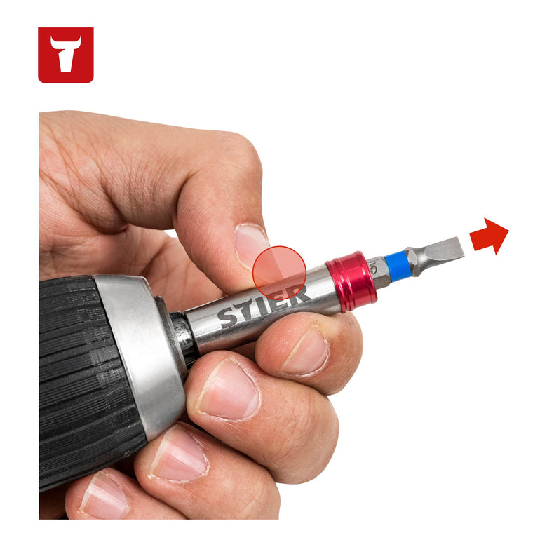 STIER Schnellwechsel-Bithalter 1/4'' magnetisch Sechskant 65 mm lang einhändiger
