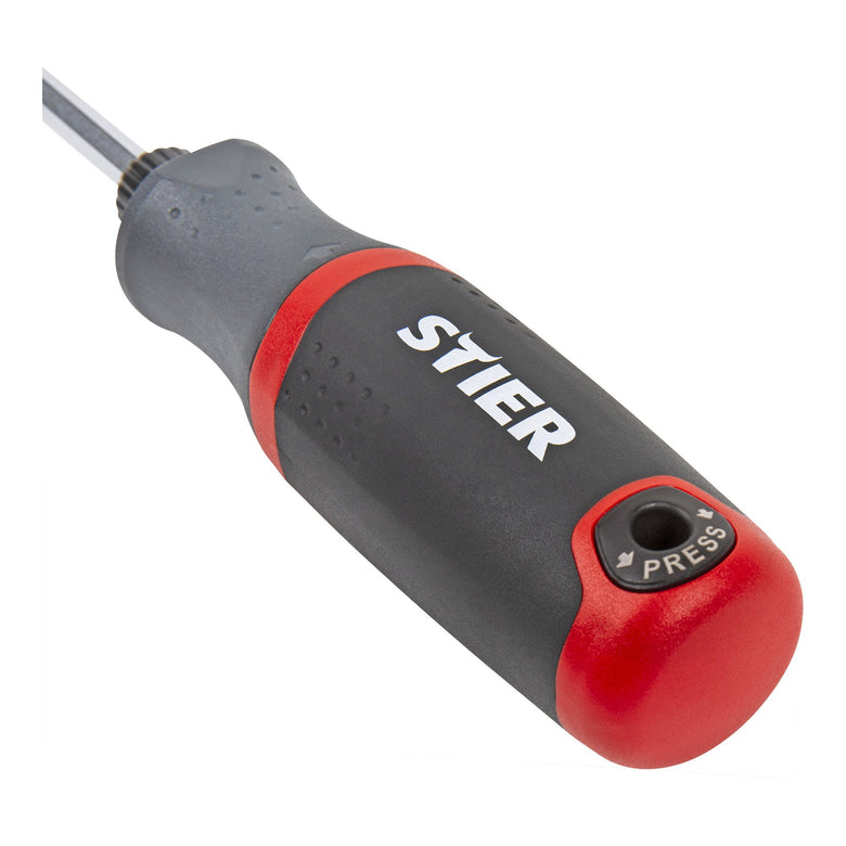 STIER screwdriver with bit magazine 13-piece magnetic holder left-hand tightening bits