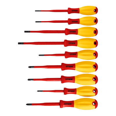 STIER screwdriver set slimVDE+ 9-piece 80 - 125 mm with slotted Phillips