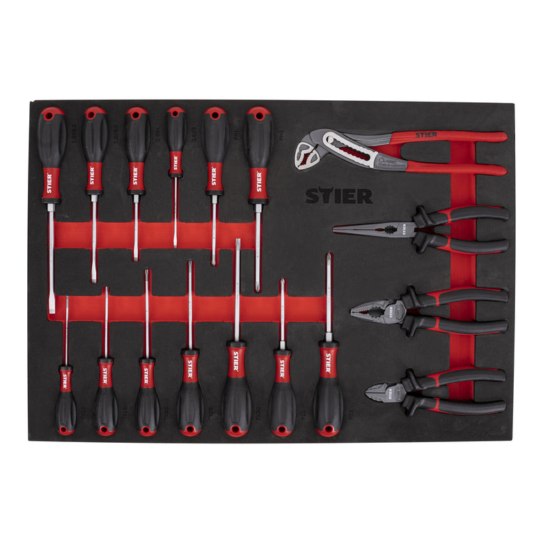 STIER screwdriver pliers set 17-piece chrome-vanadium steel in