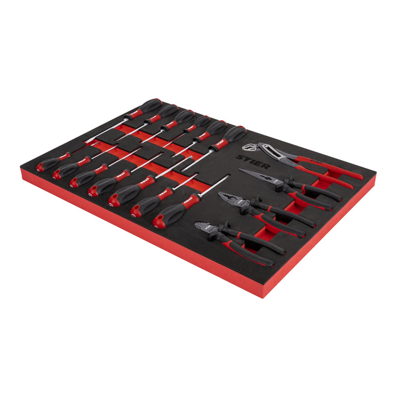 STIER screwdriver pliers set 17-piece chrome-vanadium steel in