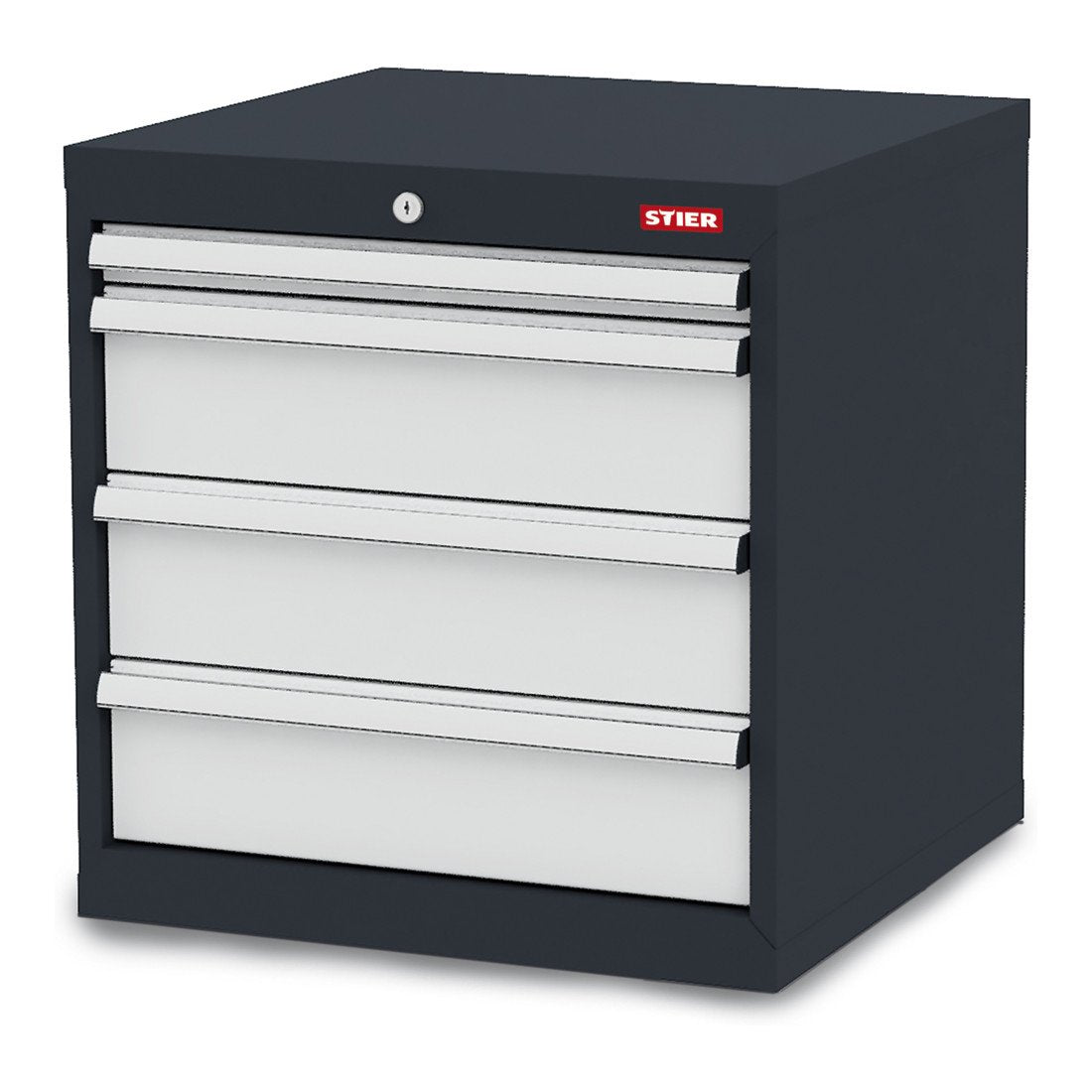 STIER Schubladenschrank mit 4 Schubladen BxTxH 600x575x620 mm, anthrazitgrau/lichtgrau, RAL 7016 / RAL 7035