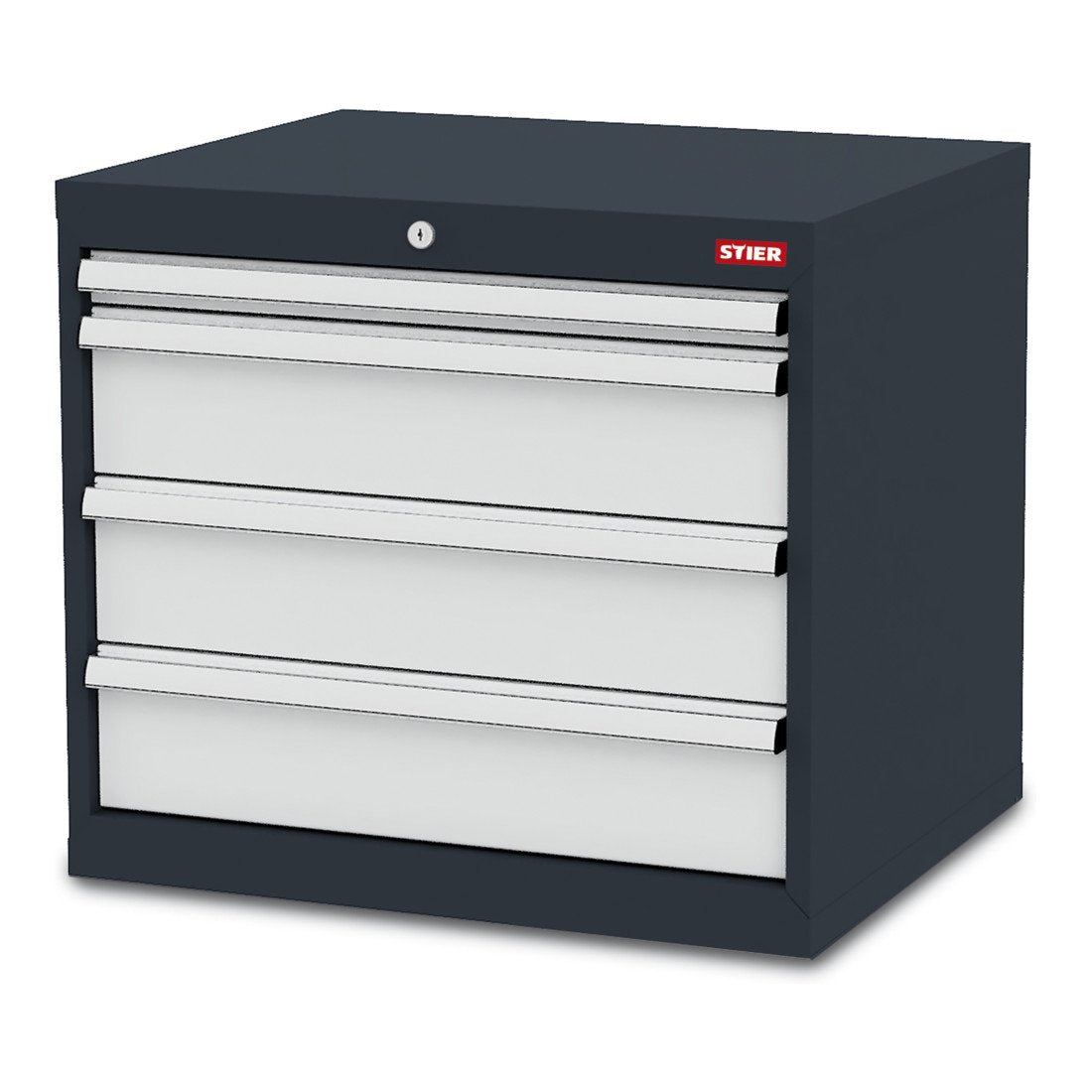 STIER Schubladenschrank mit 4 Schubladen BxTxH 600x575x620 mm, anthrazitgrau/lichtgrau, RAL 7016 / RAL 7035