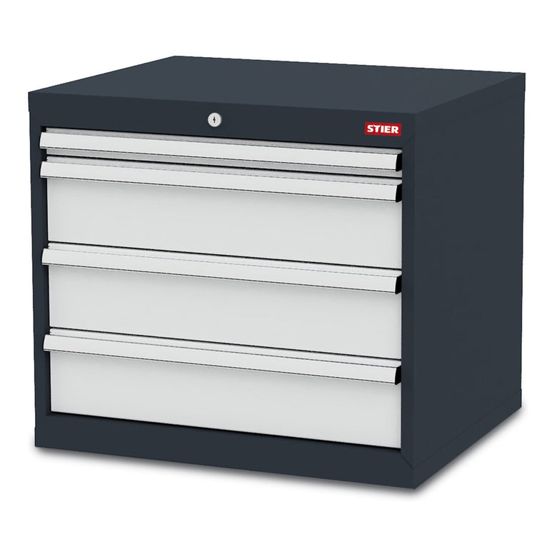 STIER Schubladenschrank mit 4 Schubladen BxTxH 600x575x620 mm, anthrazitgrau/lichtgrau, RAL 7016 / RAL 7035