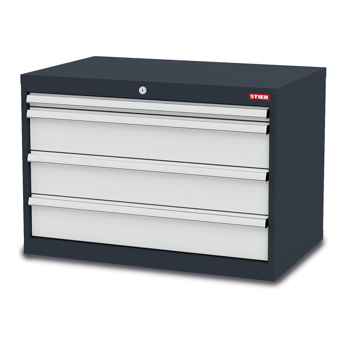 STIER Schubladenschrank mit 4 Schubladen BxTxH 600x575x620 mm, anthrazitgrau/lichtgrau, RAL 7016 / RAL 7035