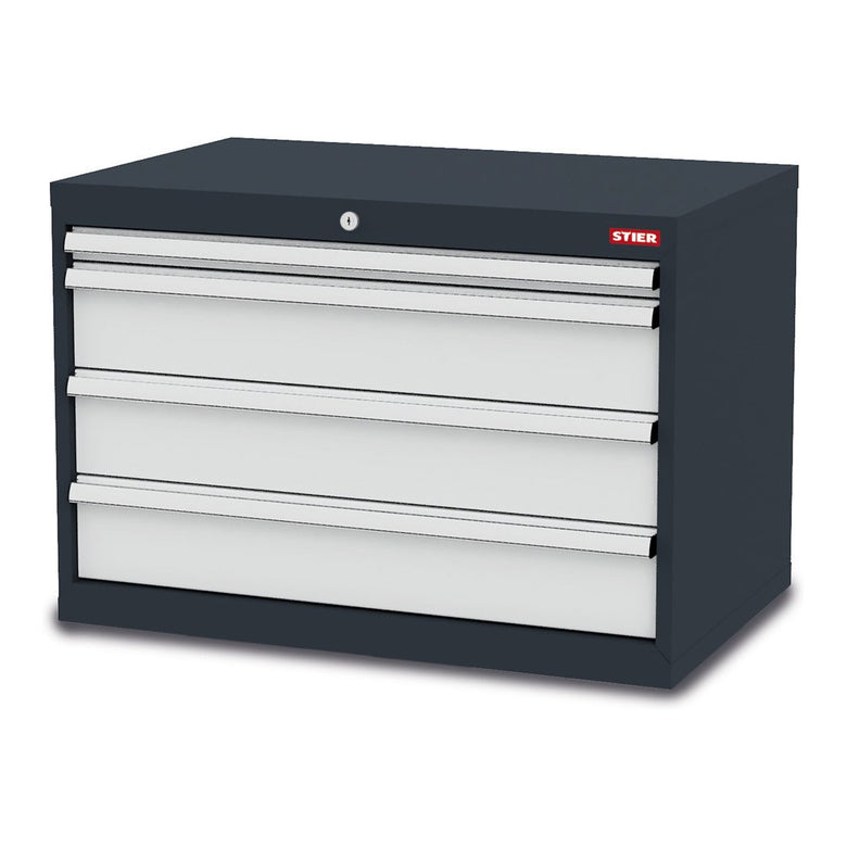 STIER Schubladenschrank mit 4 Schubladen BxTxH 600x575x620 mm, anthrazitgrau/lichtgrau, RAL 7016 / RAL 7035