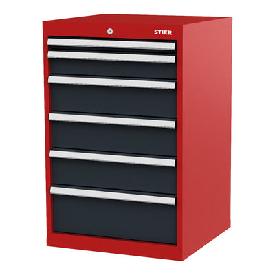 STIER drawer cabinet with 6 drawers WxDxH 600x575x920 mm RAL 3020 / RAL