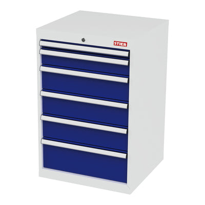 STIER Schubladenschrank mit 6 Schubladen BxTxH 600x575x920 mm RAL 7035 / RAL