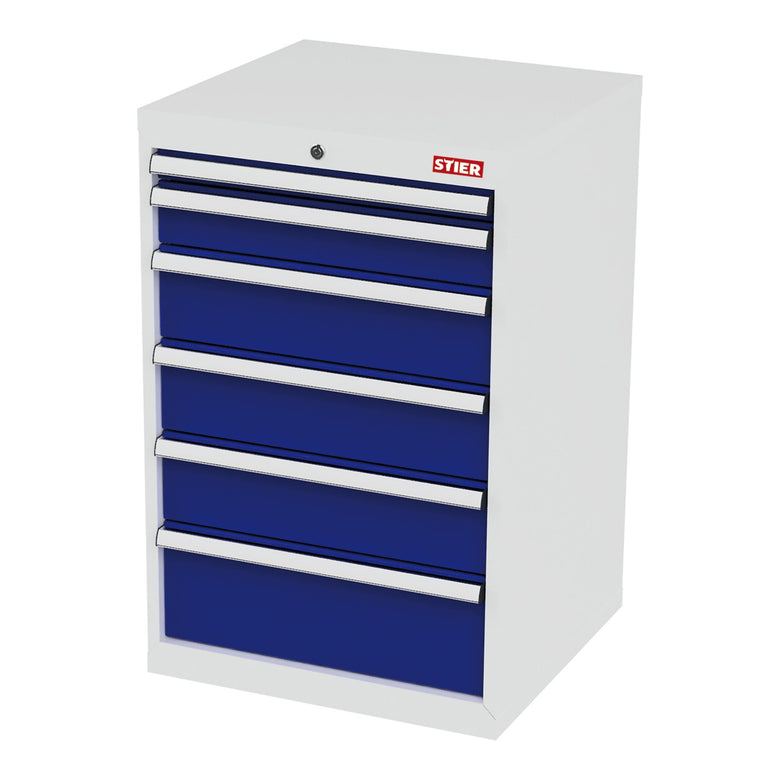 STIER Schubladenschrank mit 6 Schubladen BxTxH 600x575x920 mm RAL 7035 / RAL