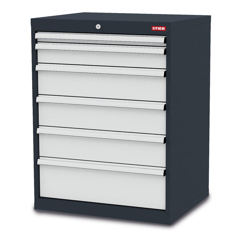 STIER Schubladenschrank mit 6 Schubladen BxTxH 700x575x920 mm