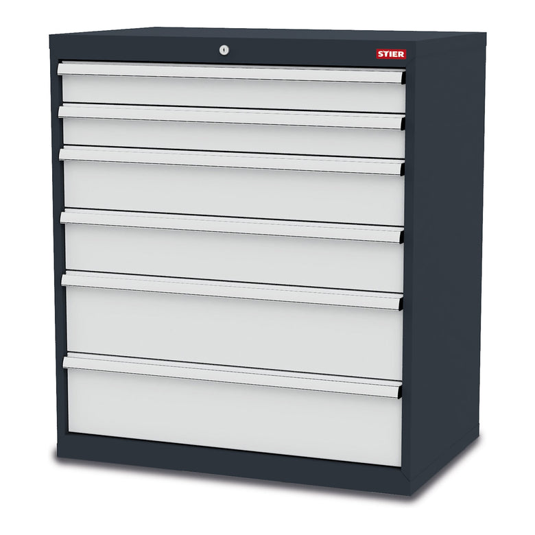 STIER drawer cabinet with 6 drawers WxDxH 900x575x1020 mm RAL 7016 / RAL