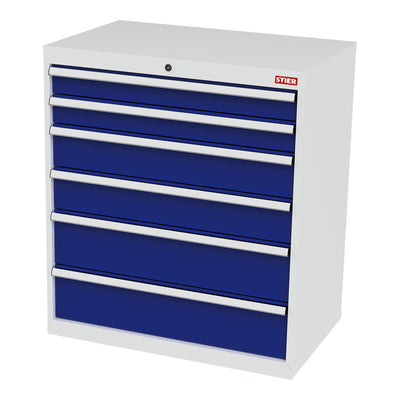 STIER Schubladenschrank mit 6 Schubladen BxTxH 900x575x1020 mm RAL 7035 / RAL