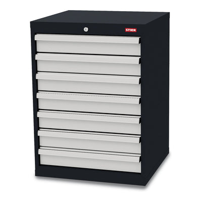 STIER Schubladenschrank mit 7 Schubladen BxTxH 600x575x820 mm RAL 7016 / RAL