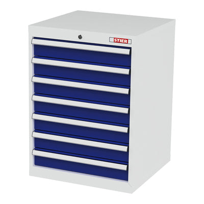 STIER Schubladenschrank mit 7 Schubladen BxTxH 600x575x820 mm RAL 7035 / RAL