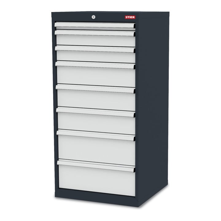 STIER Schubladenschrank mit 8 Schubladen BxTxH 600x575x1220 mm