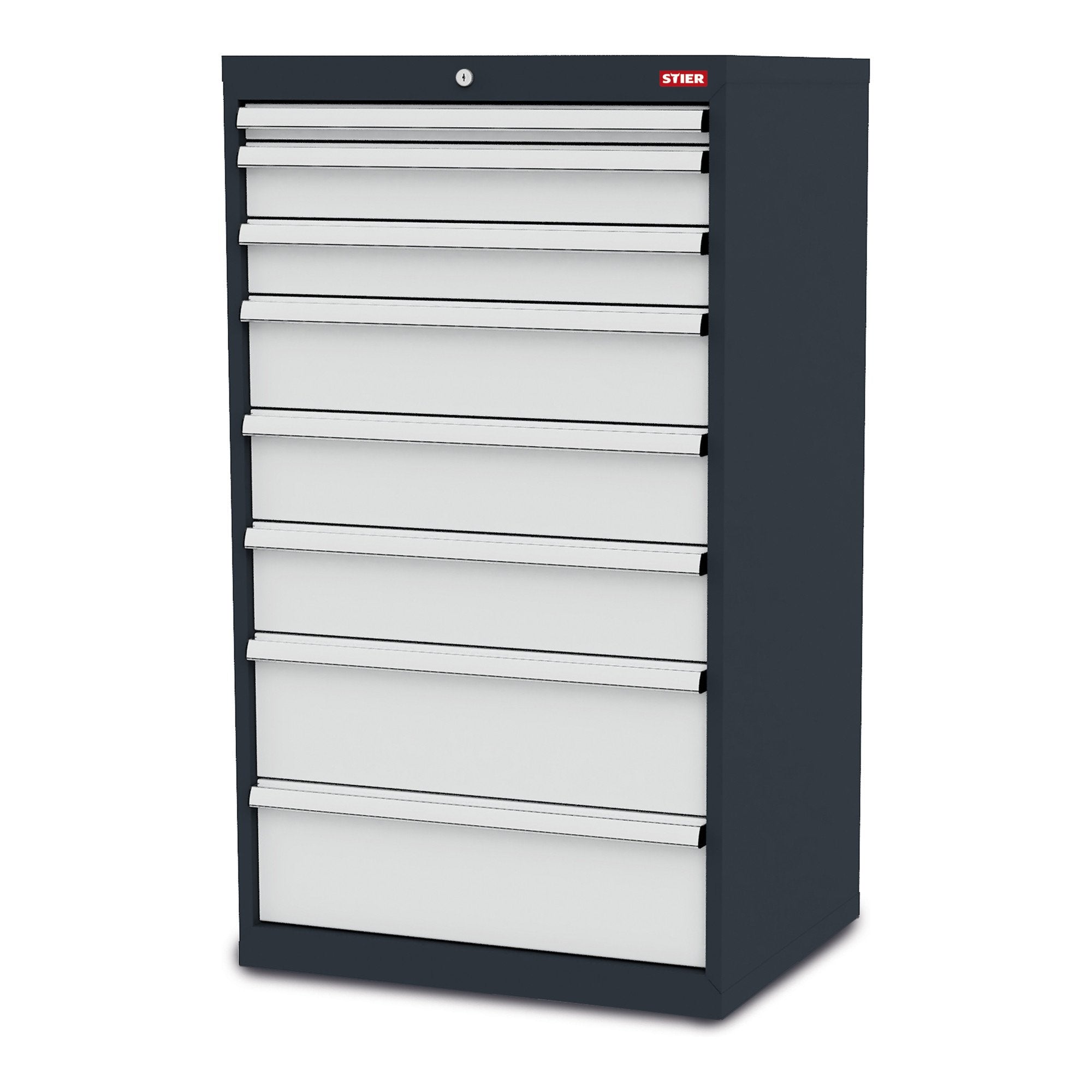 STIER Schubladenschrank mit 8 Schubladen BxTxH 600x575x1220 mm