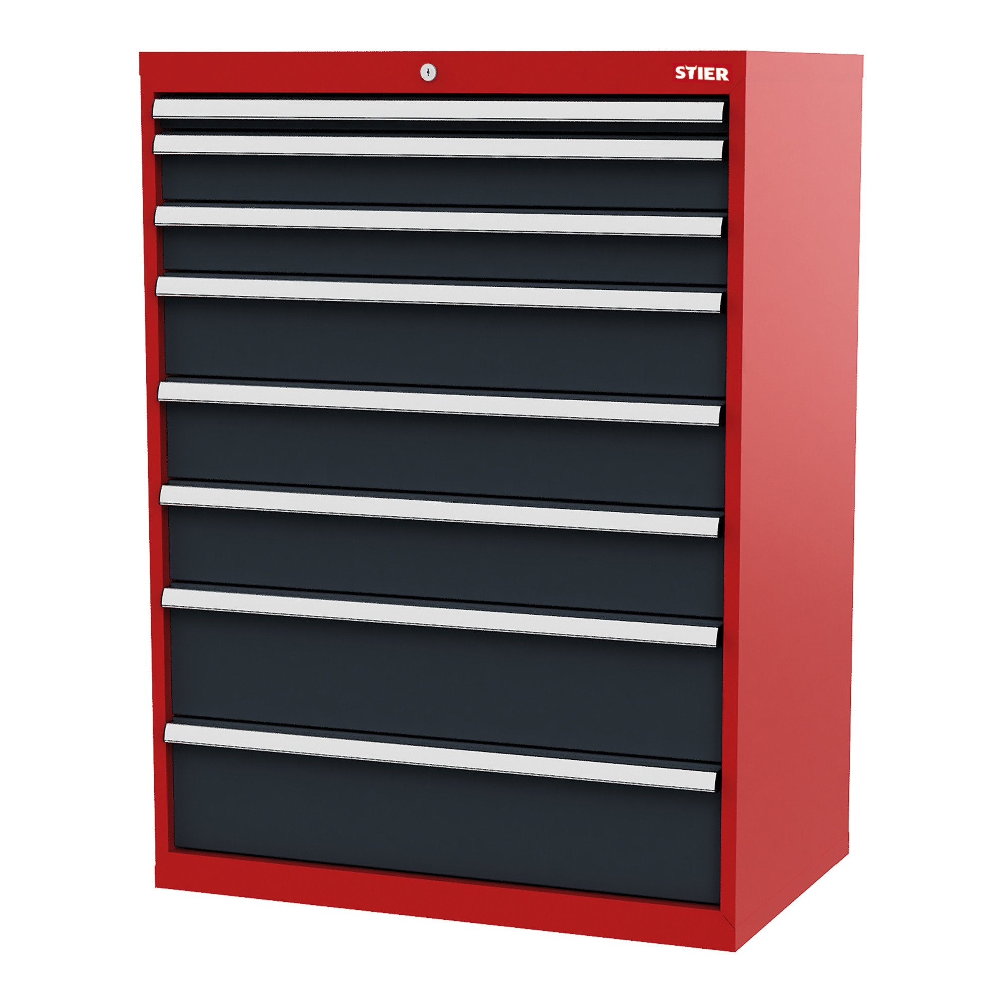 STIER drawer cabinet with 8 drawers WxDxH 900x575x1220 mm red/anthracite grey