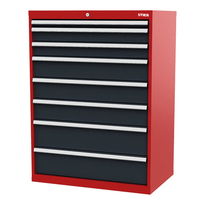 STIER drawer cabinet with 8 drawers WxDxH 900x575x1220 mm red/anthracite grey
