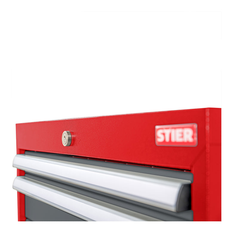 STIER Schubladenschrank mit 9 Schubladen BxTxH 600x575x1020 mm rot/anthrazitgrau