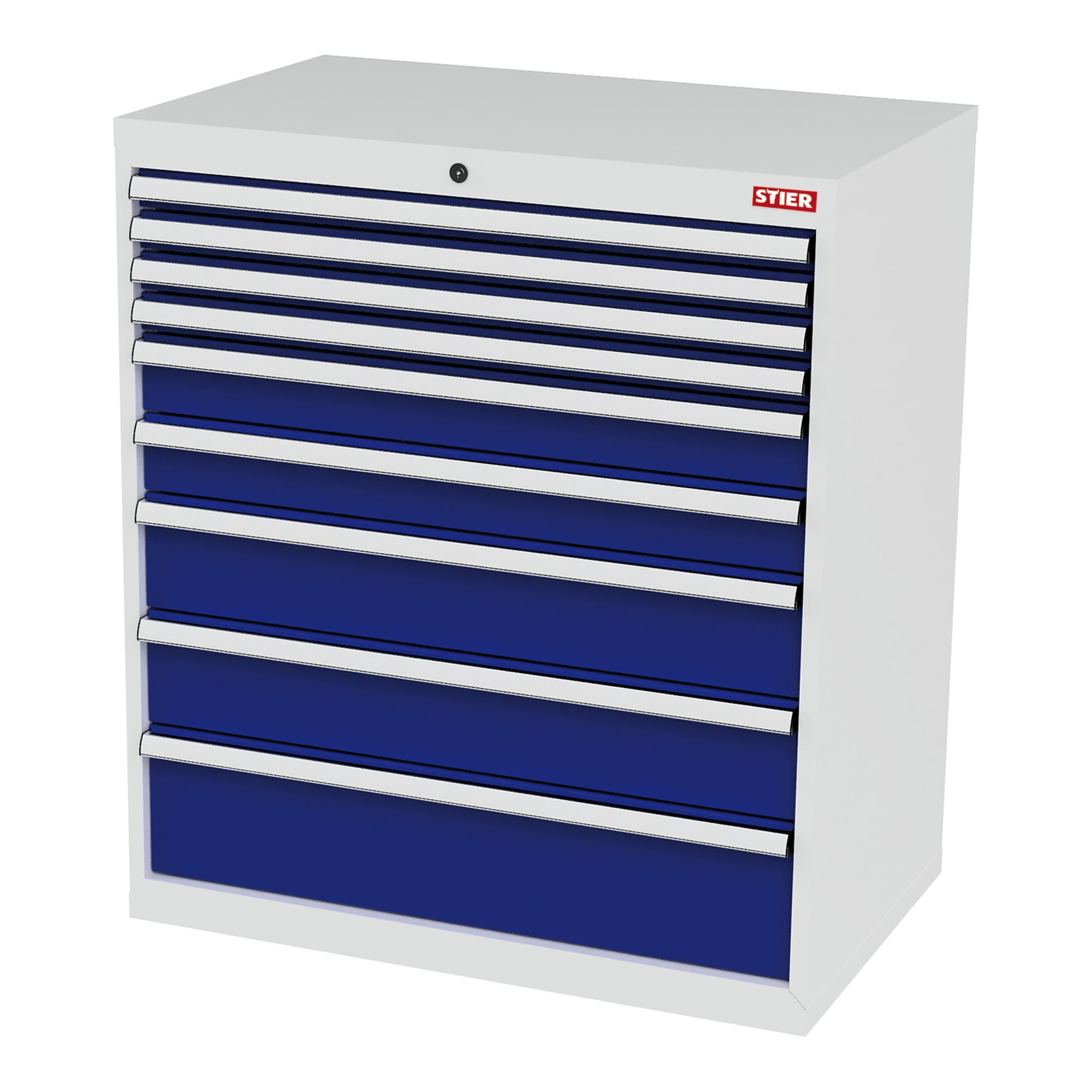 STIER Schubladenschrank mit 9 Schubladen BxTxH 900x575x1020 mm