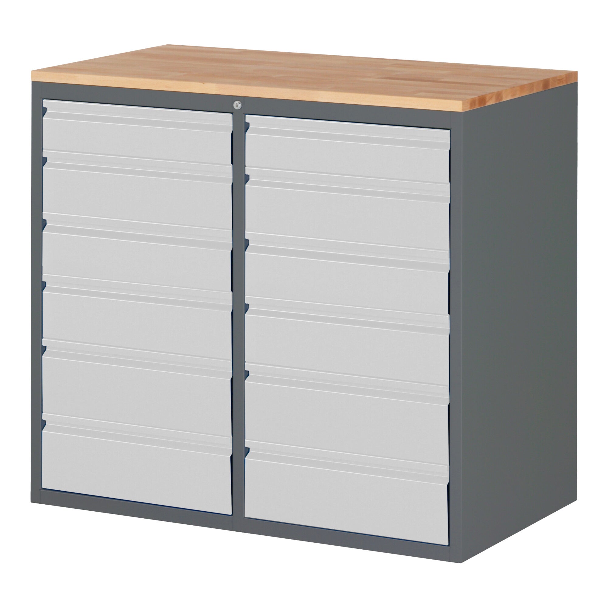 STIER Premium drawer cabinet with 6 drawers and beech top WxDxH 580x650x1035 mm