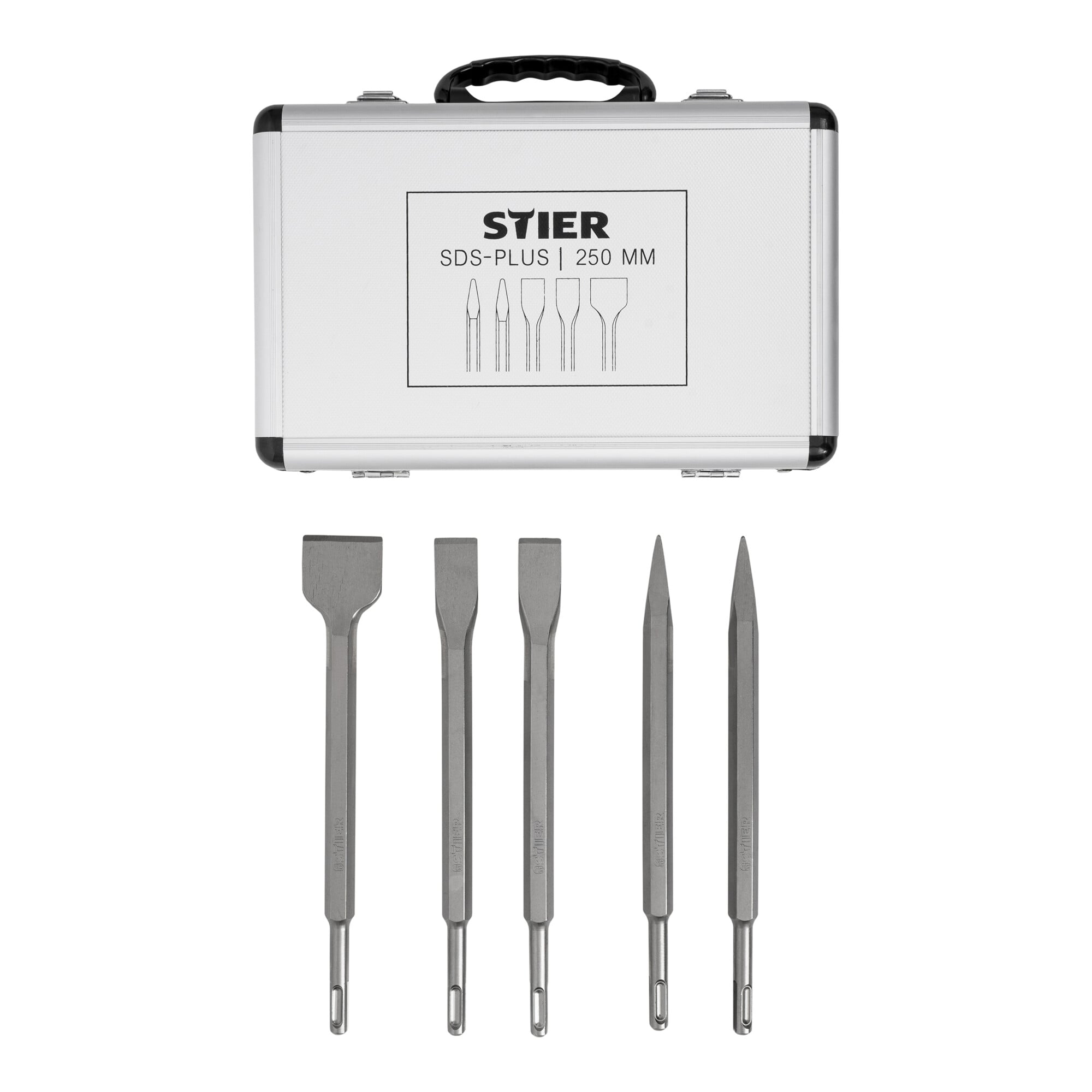 STIER SDS-Plus chisel set, 5 pieces, 250 mm