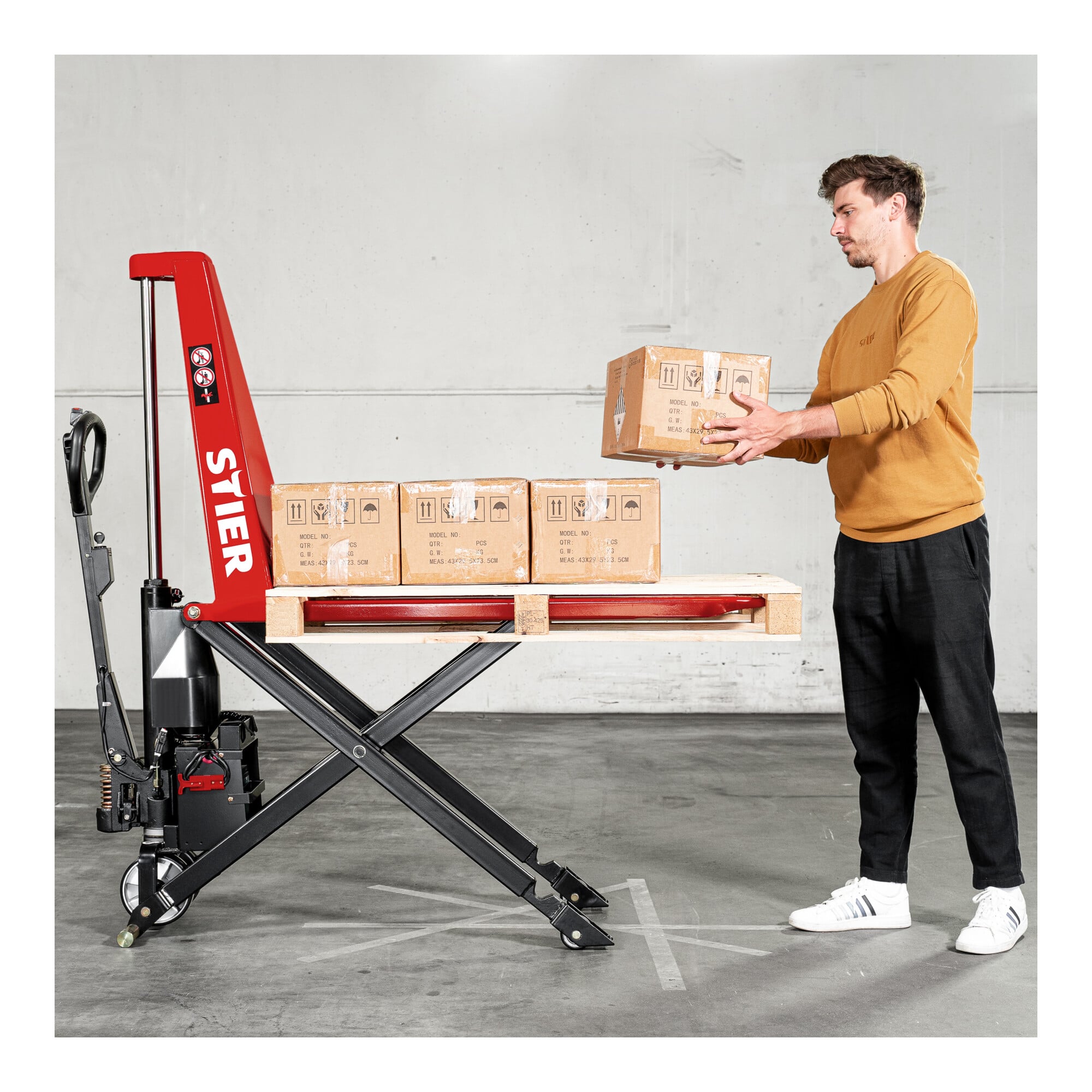 STIER Elektro-Scherenhubwagen EZX-10 Gabelhubwagen 1000kg Gabellänge 1170mm