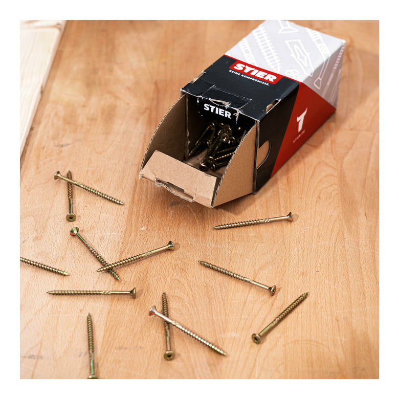 STIER Senkkopf Spanplattenschraube chromatiert gelb Stahl Schraube in div Größen