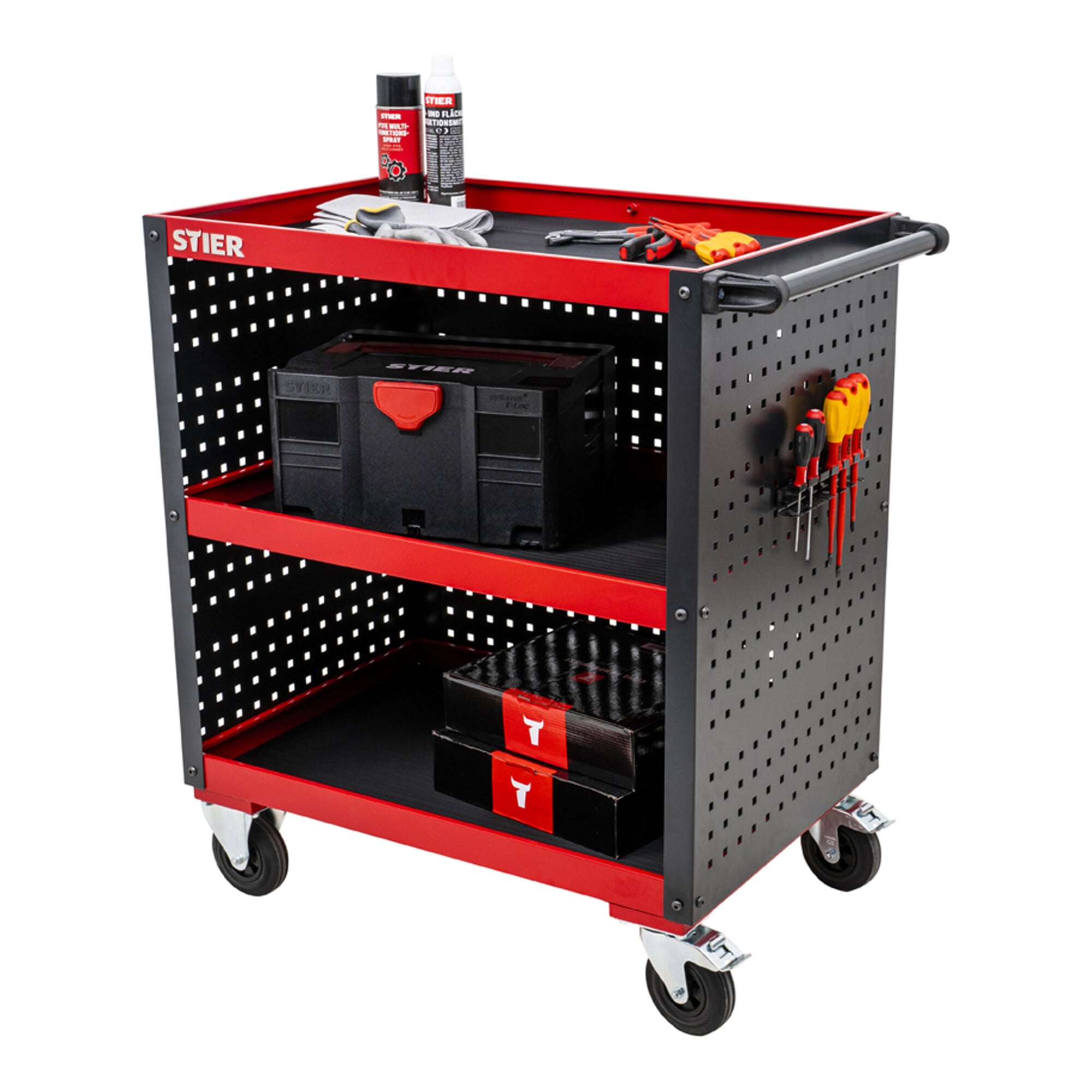 STIER Servicewagen Werkstattwagen mit Lochplattenverkleidung HxBxT 960x810x543