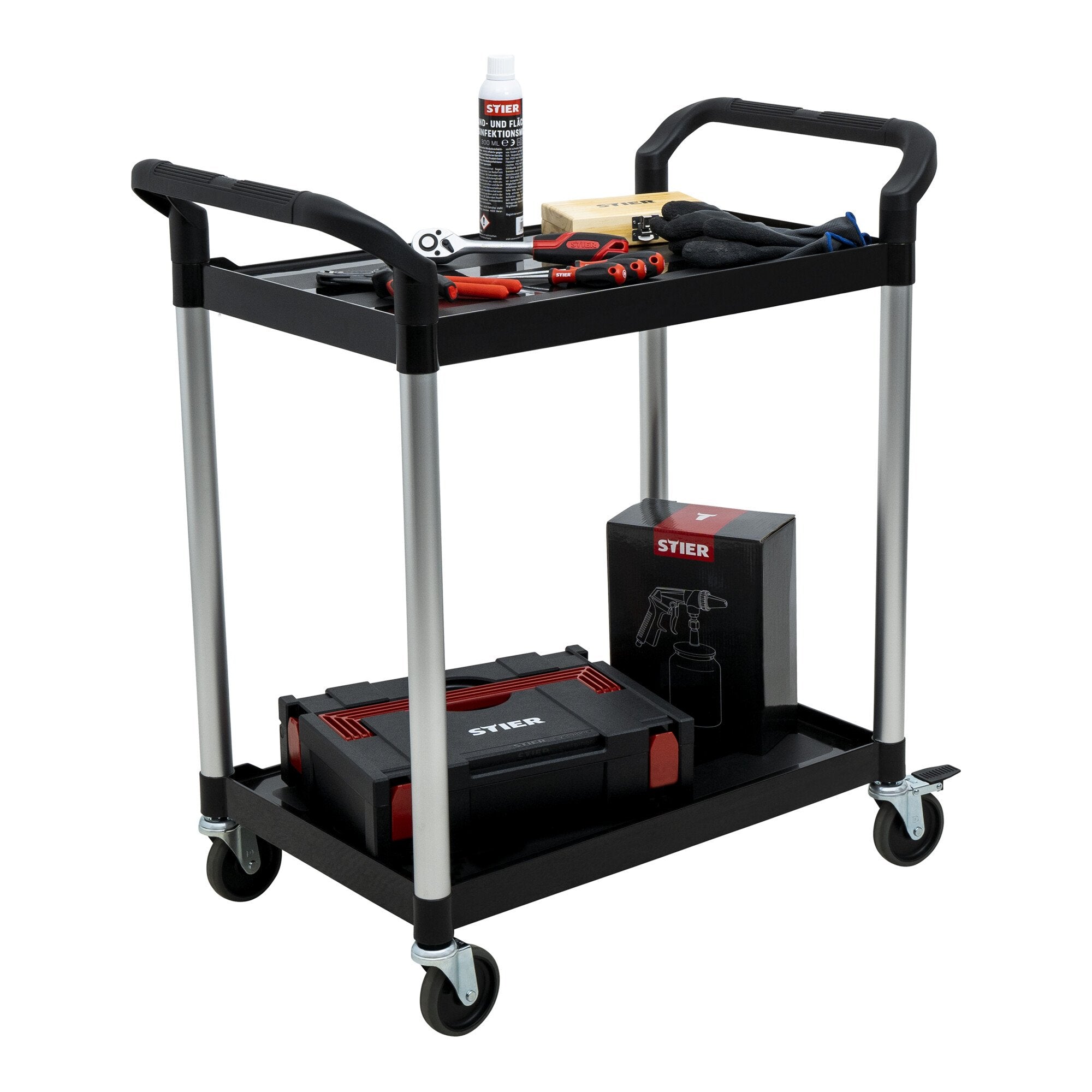 STIER Servierwagen Etagenwagen Schiebewagen schwarz Schiebegriffe diverse Größen